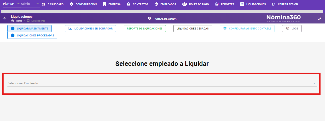Listado de empleados disponibles para liquidación