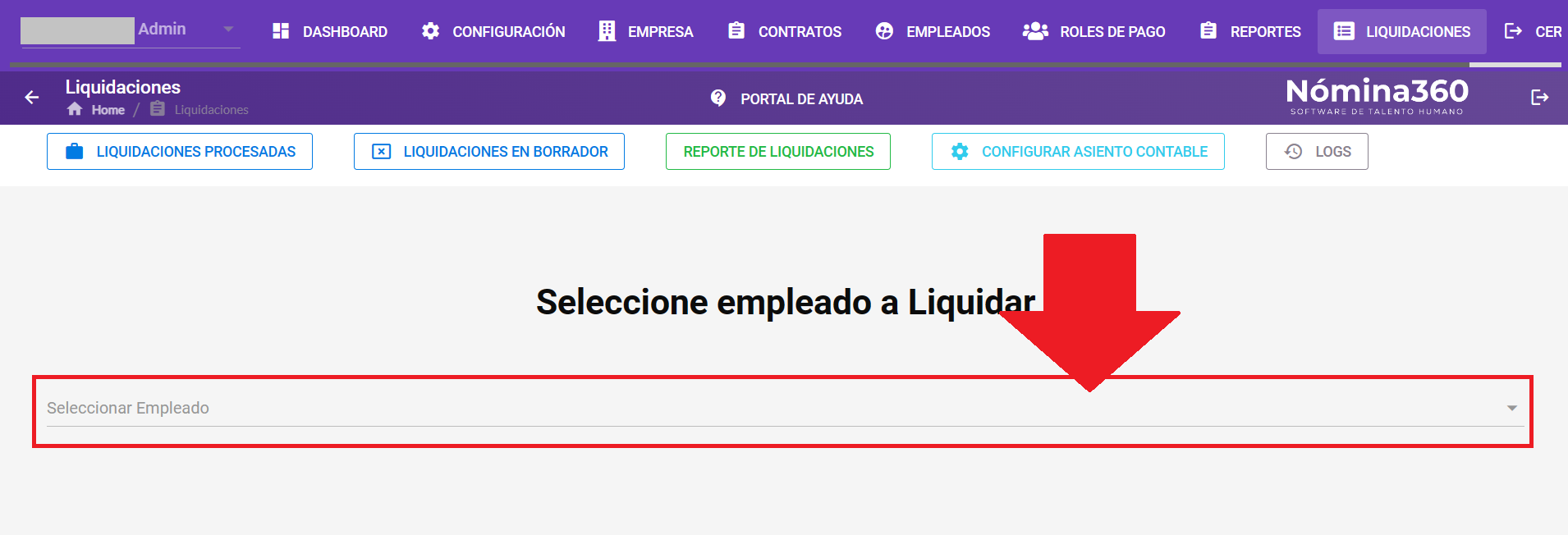 Listado de empleados disponibles para liquidación