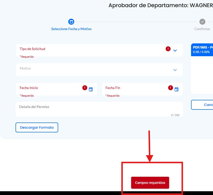 Mensaje de error Campos requeridos al intentar descargar sin completar el formulario