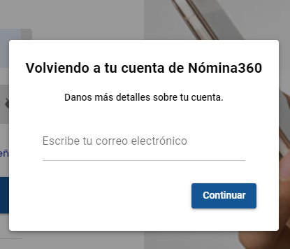 Formulario de recuperación de contraseña con el campo de correo electrónico