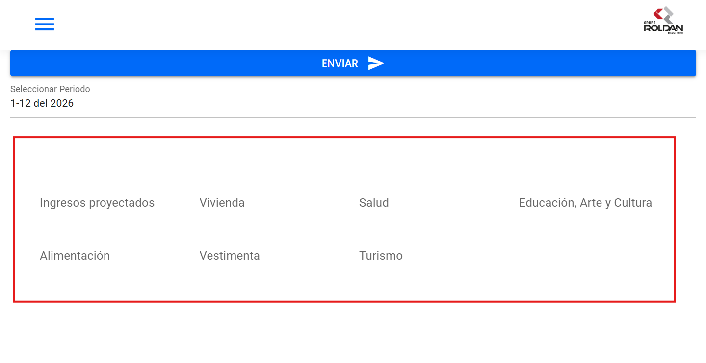 Formulario de registro de gastos personales con los campos a completar