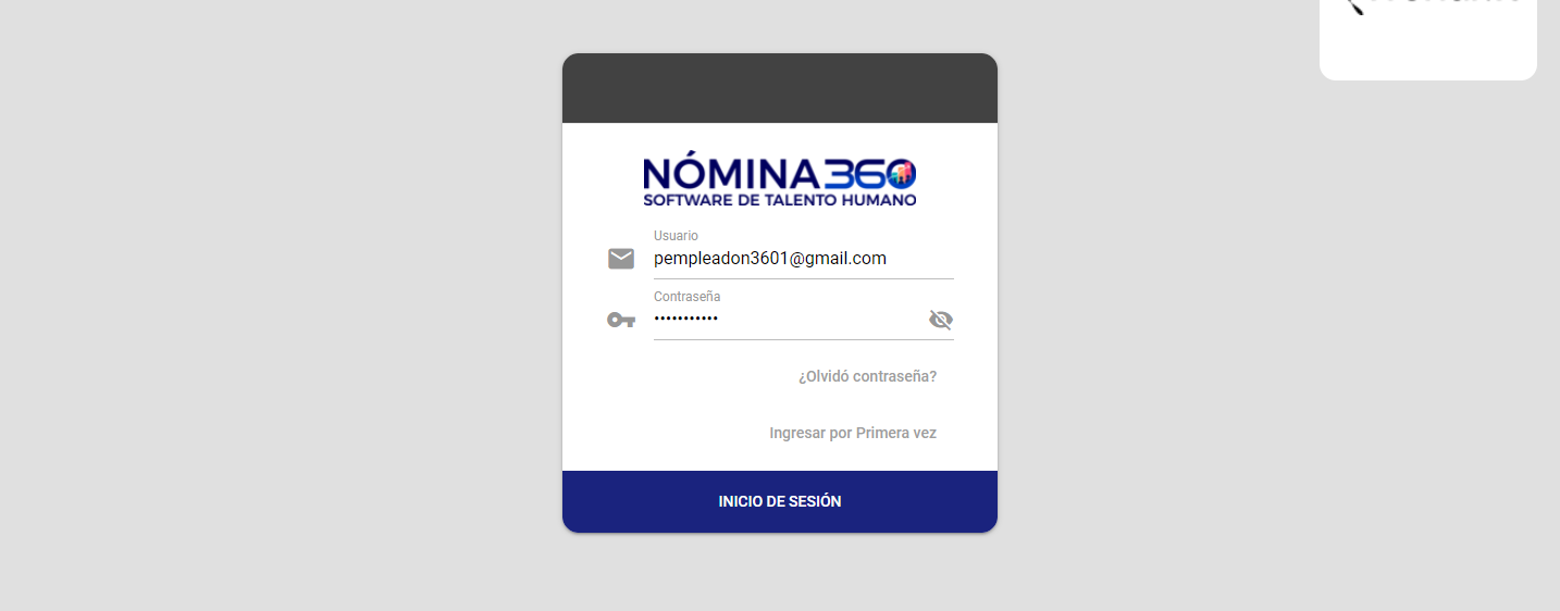Pantalla de inicio de sesión del portal de autoservicio