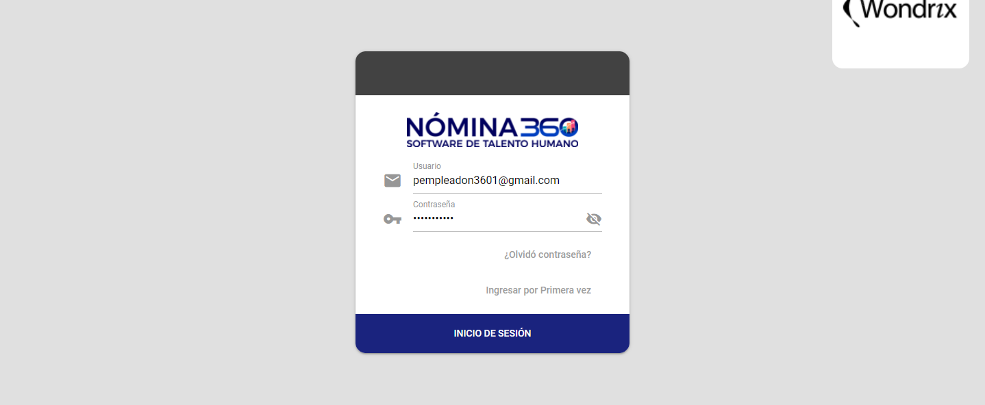 Pantalla de inicio de sesión del portal de autoservicio