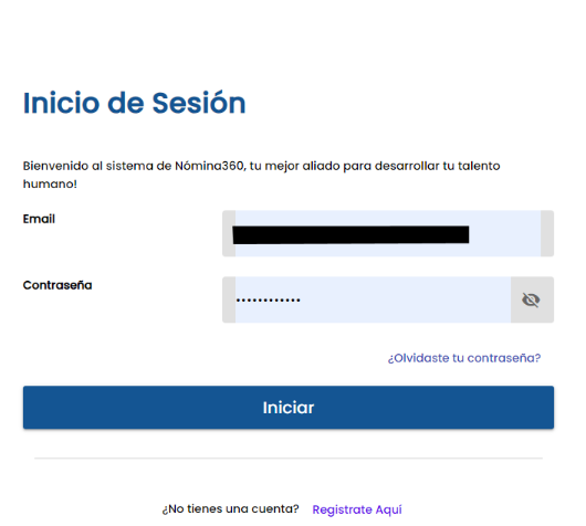 Pantalla de inicio de sesión del portal de autoservicio