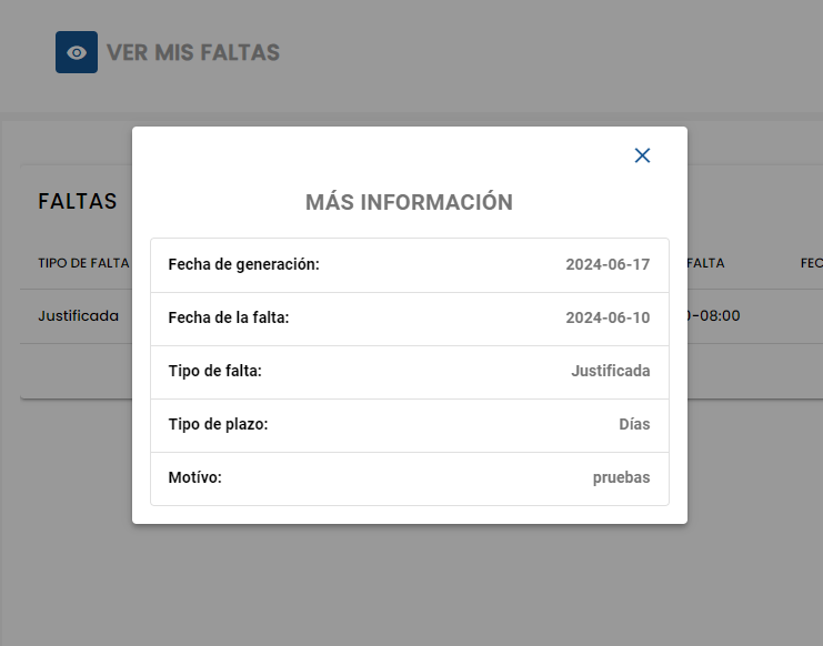 Detalle completo de la falta seleccionada