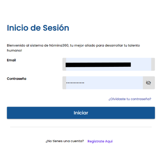 Pantalla de inicio de sesión del portal de autoservicio