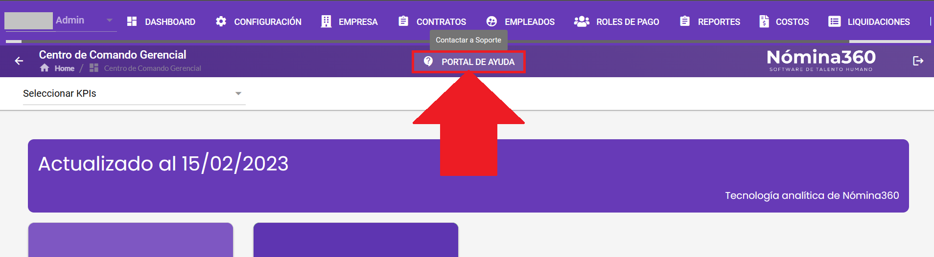 Botón Portal de Ayuda en el Dashboard de Nómina360