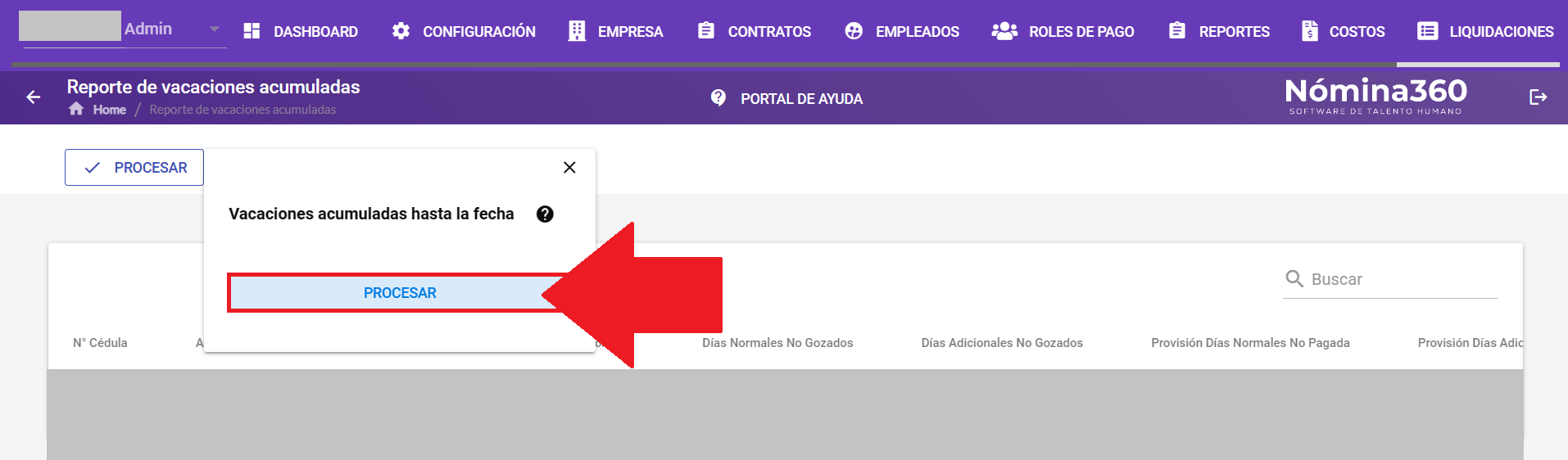 Confirmación del proceso de vacaciones acumuladas