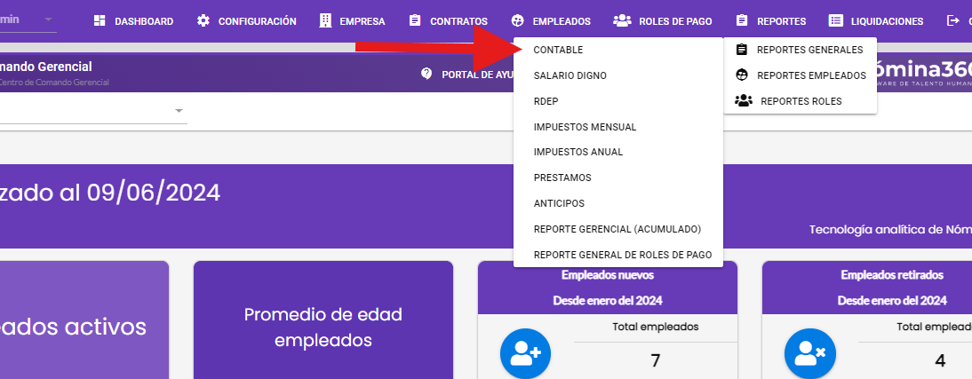 Opción Contable dentro de Reportes Generales