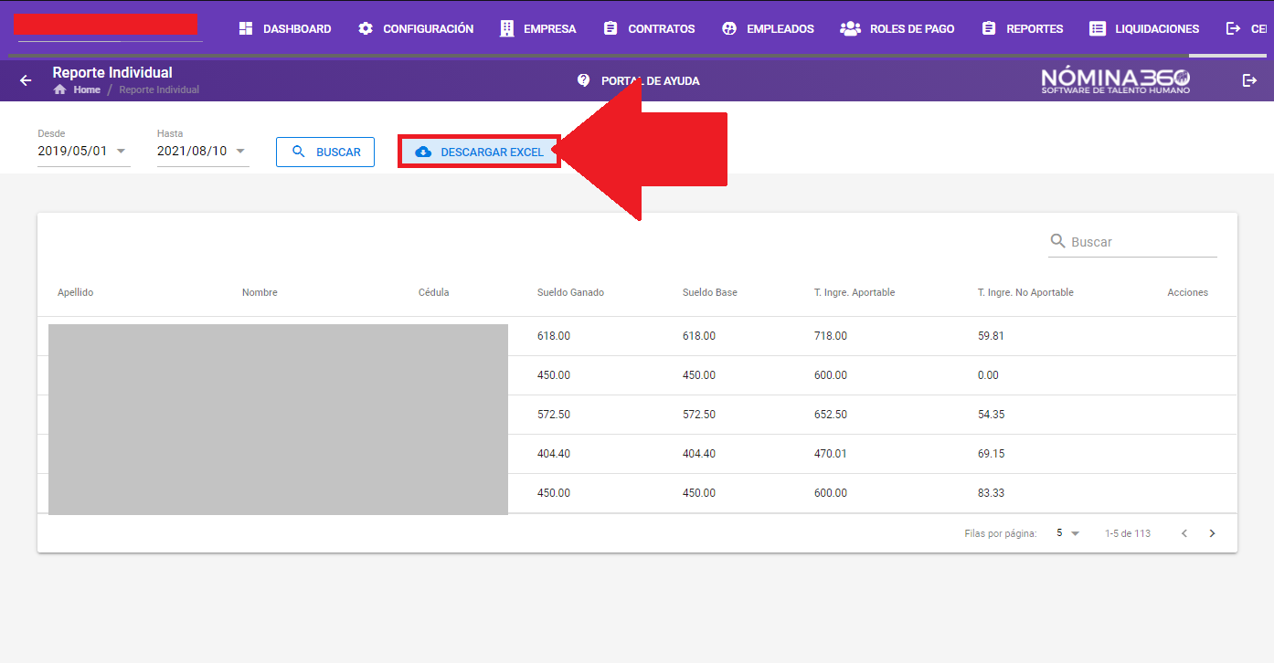 Botón Descargar Excel en el reporte individual