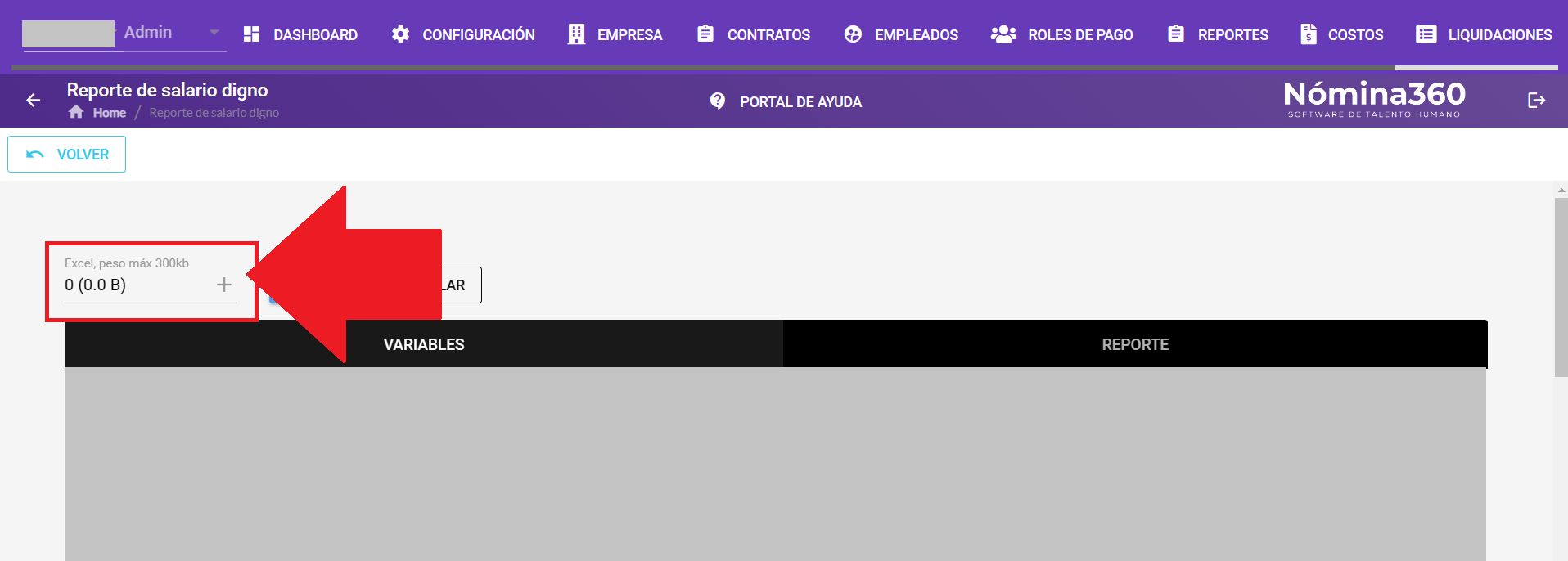 Botón + para cargar el archivo del formato