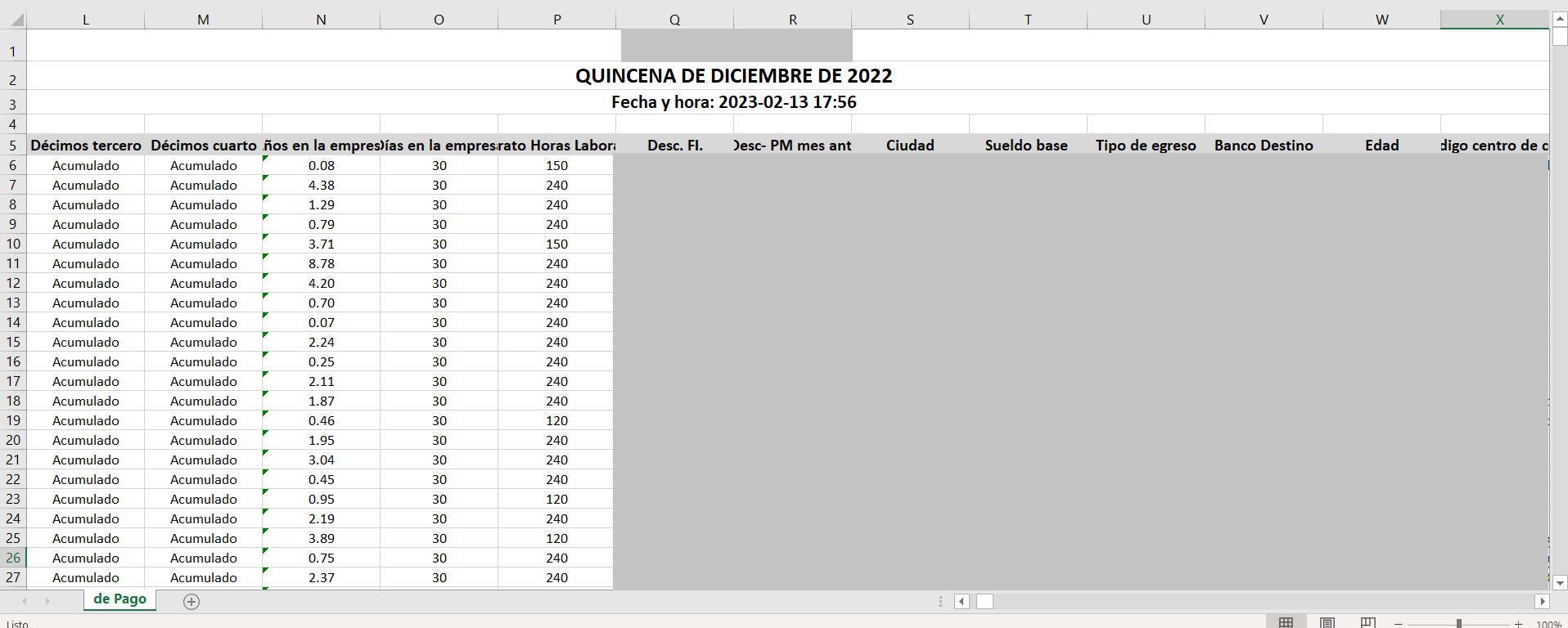 Reporte General descargado en formato Excel