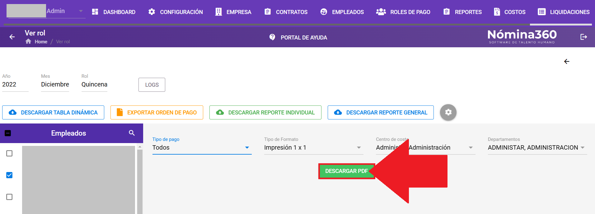 Botón Descargar PDF al final del formulario
