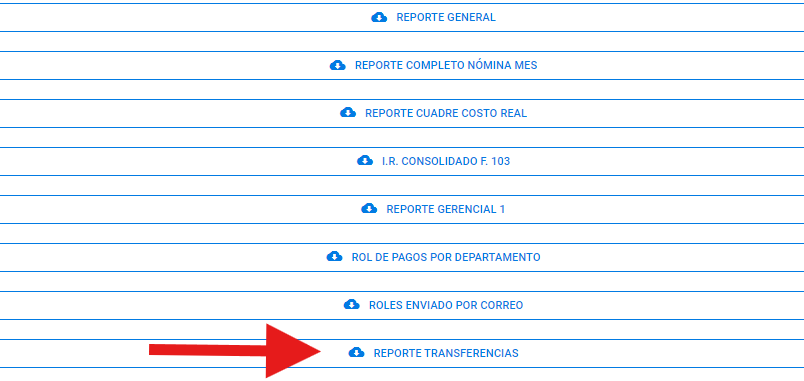 Opción Reporte de Transferencias en el menú Reportes